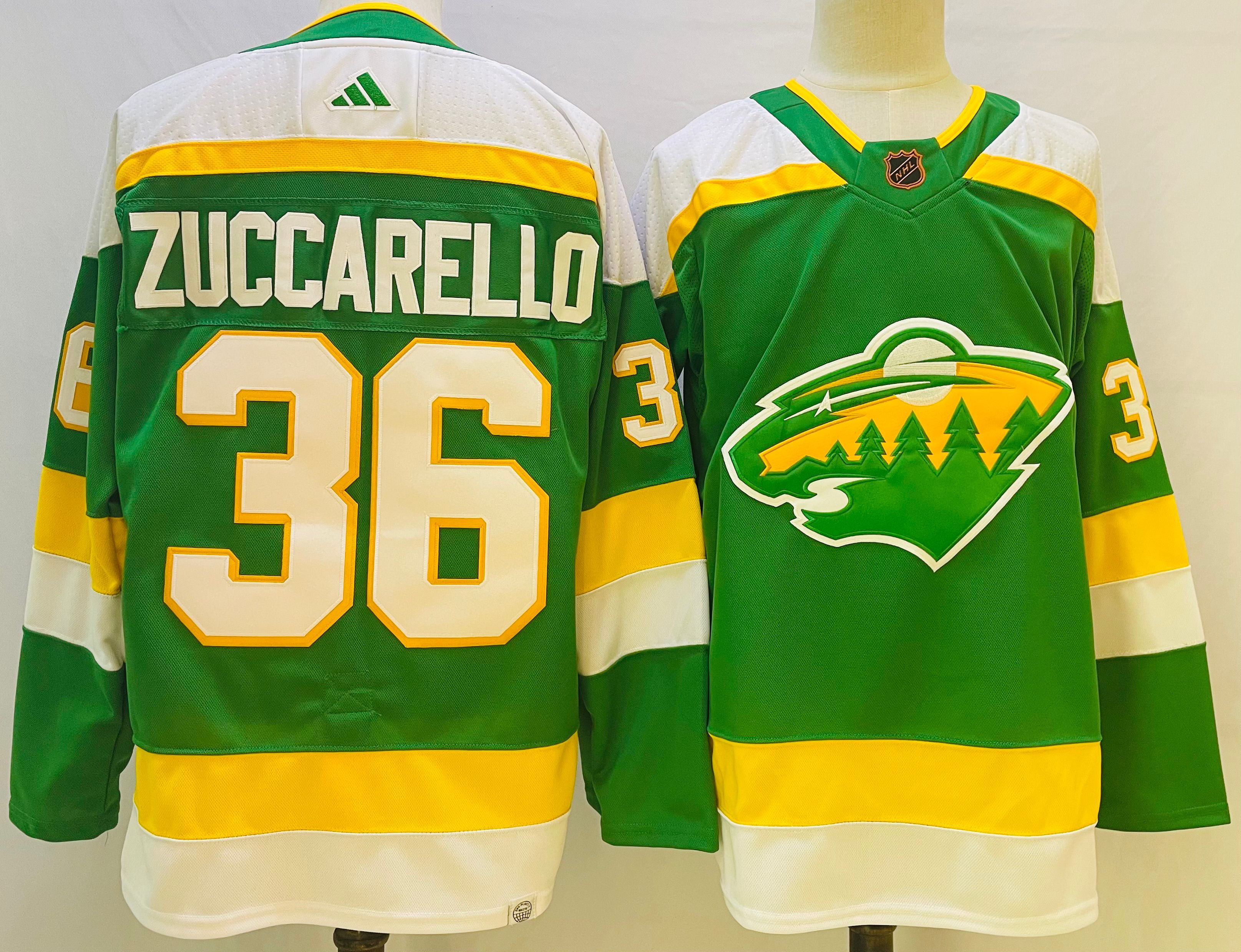 Men Minnesota Wild #36 Zuccarello Green Throwback 2022 Adidas NHL Jersey->st.louis blues->NHL Jersey